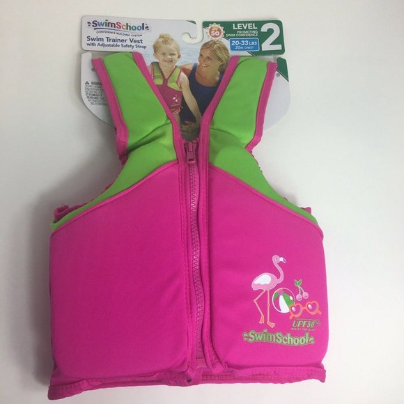 Swim School Swim Training Vest Level 2 UPF 50 20-33 LBS 20" Chest Flamingo New - Picture 9 of 12